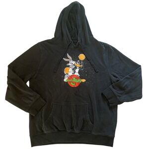 Space‎ Jam Bugs Bunny Daffy Duck Basketball Graphic Hoodie Mens Size Large Black
